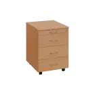 BKC 2 - 01  kontejner pojízdný, 4-zásuvkový, deska 25 mm, centrální zámek, tužkovnice, buk royal